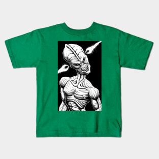 Mind Control Alien - Black and white Kids T-Shirt